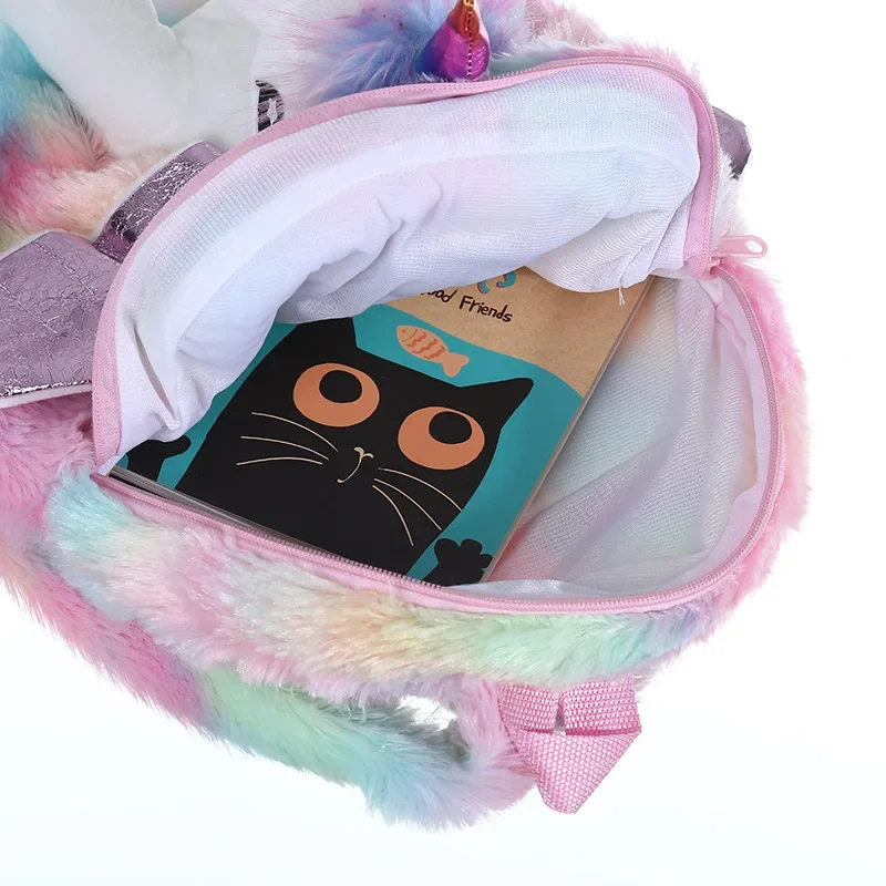 1 Unicorn Fur Backpack Children\'s Fashion Cartoon Cute Kindergarten Cute Small Backpack, Ideal Choice for Gifts