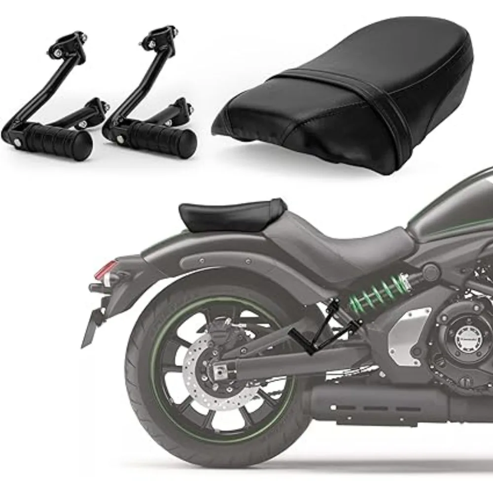 Asiento de pasajero de motocicleta con Kit de montaje de estribo de pasajero, clavijas de pie de asiento trasero para Kawasaki Vulcan S 650 VN650 2015-2025