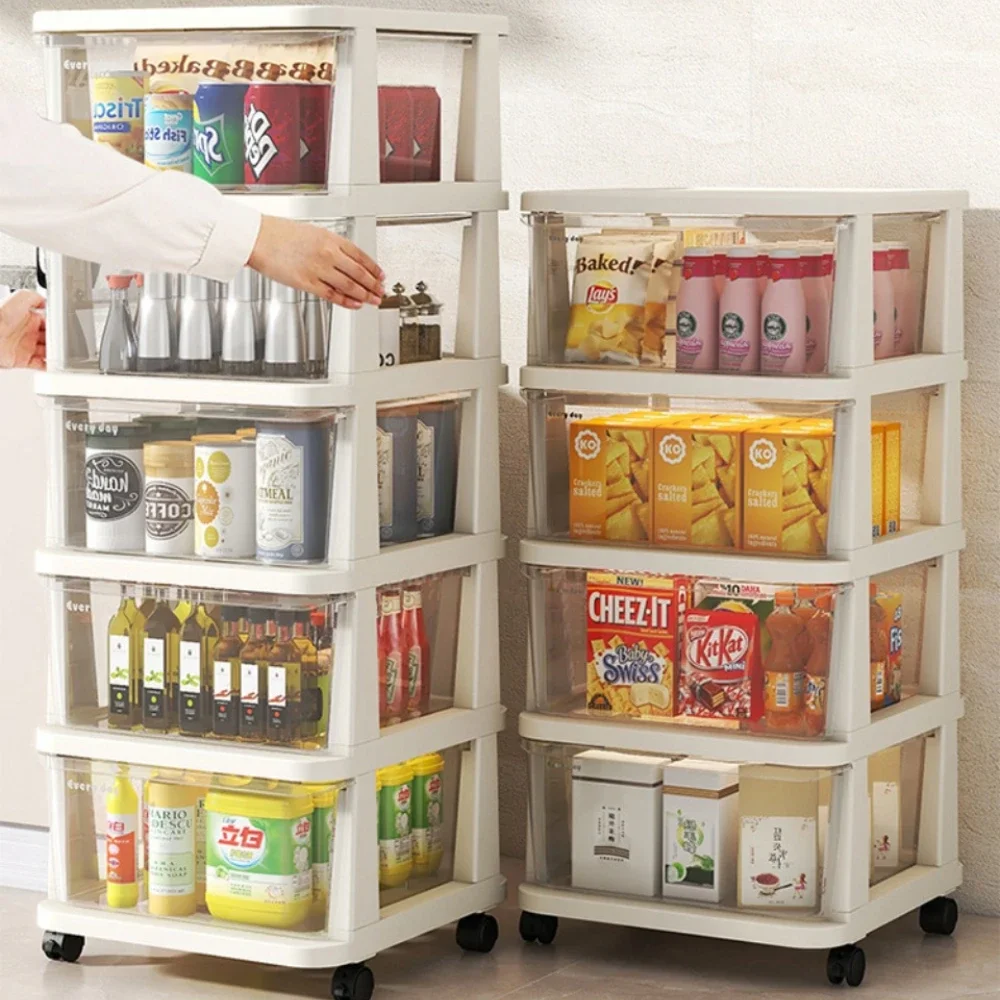 

Drawer-Type Kitchen Storage Cart Household Transparent Drawer Storages Cabinet Storage Cabinets Drawer Type Plastic Rolling Cart
