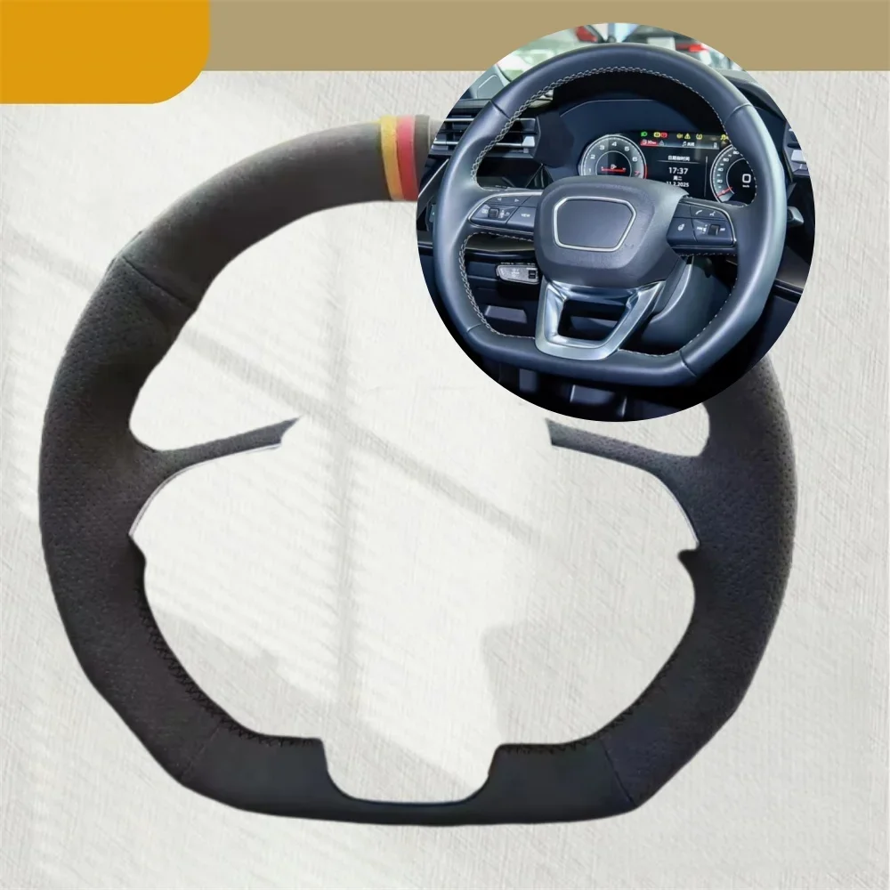

Автомобильный чехол на руль для Audi A4 (B9) Avant Allroad Q3 Q5 SQ5 Q7 SQ7 Q8 Нескользящий замшевый кожаный автомобильный аксессуар на руль