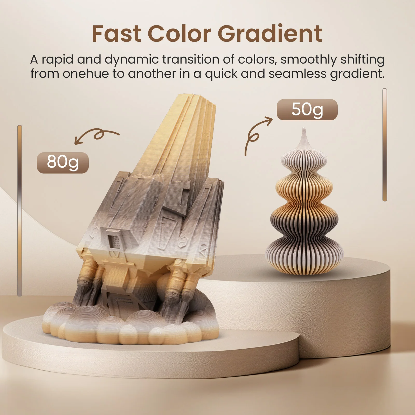 ERYONE High Speed Matte Gradient Rainbow 3D Printer PLA Filament 1.75 +/- 0.03mm, Matte Multicolor Filament PLA 1KG 2.2LBS Spool — zdjęcie produktu 2