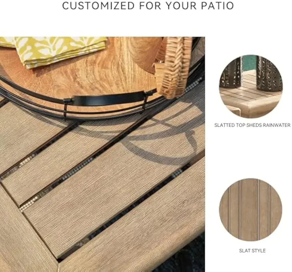 Slat Top Coffee Table, Gerianne Outdoor Rectangular Eucalyptus Wood Beige