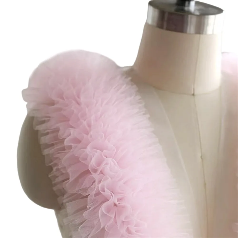 Prinzessinnen-Stil 1 Yard Mesh-Spitzenbesatz Mehrfarbig Flauschige Textur Puff-Mesh-Stoff 12cm Breit Lolita-Kleidung DIY Bastelbedarf
