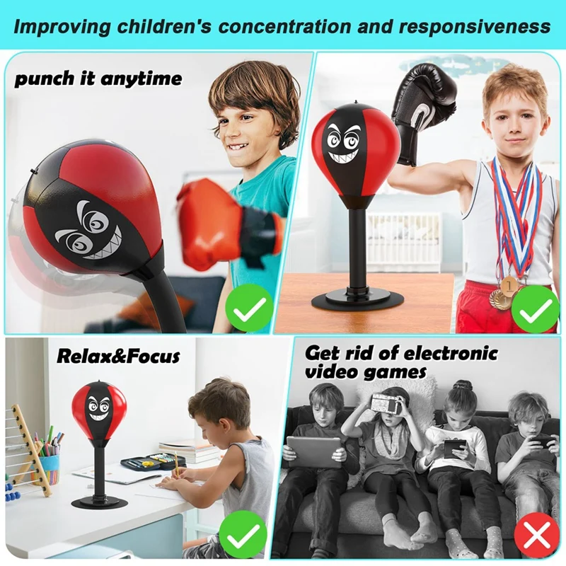 Desktop Punching Bag, Stress Buster With Suction Cup For Office Table And Counters For Kids Coworkers And Friends