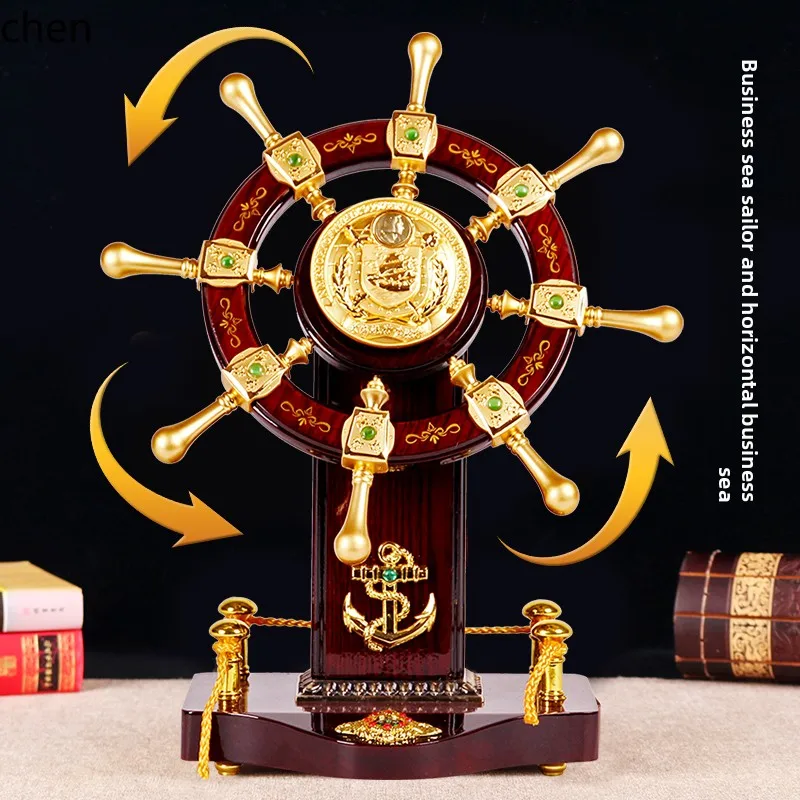 

YXY opened the store, landing pilot rudder helmsman ornament, living room office wooden ornament, desktop gift.