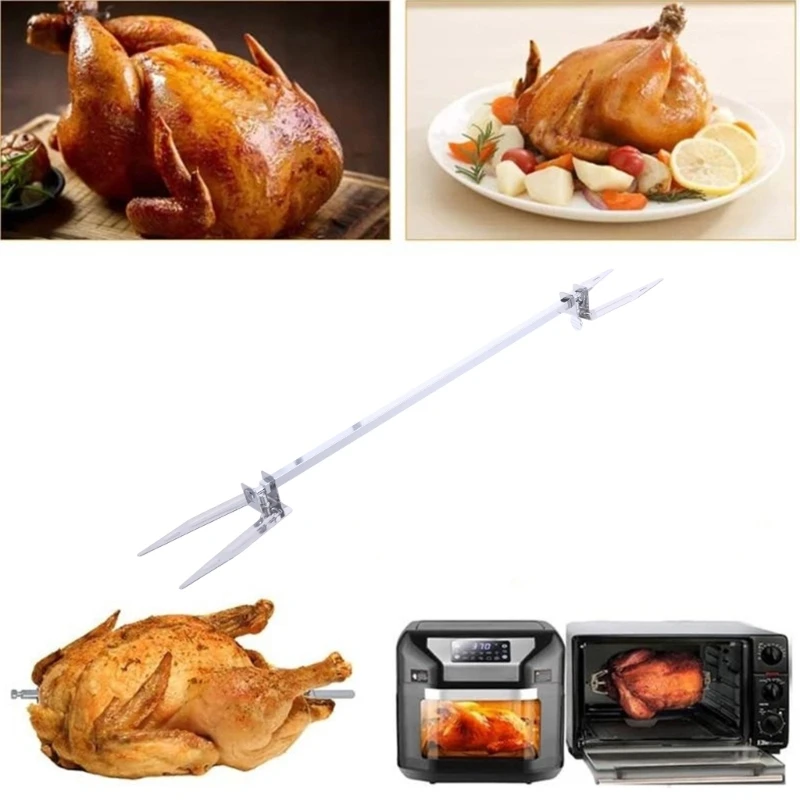 KX4B Rotating Rotisserie Grills Air Fryer Fork Grills Roast Chicken Fork Stainless Steel Skewer Grilled Air Fryer Accessories