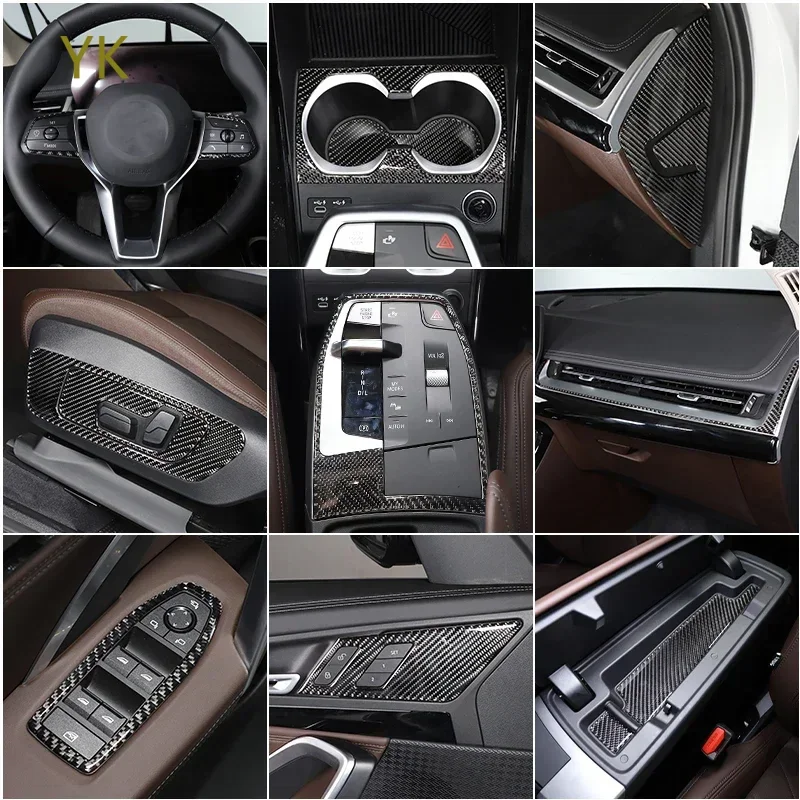 

For BMW X1 U11 2023-2025 Soft Carbon Fiber Car Console Dashboard Door Panel Trim Decorative Interior Car Accessories
