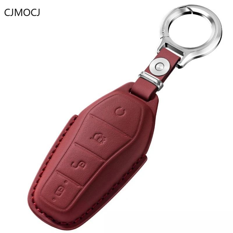 

Genuine Leather Key Cover Case for BYD Dolphin/Song Plus/Han EV/Qin DMI/Yuan Pro/Tang DMP/Frigate 07/Seal - Key Fob Shell