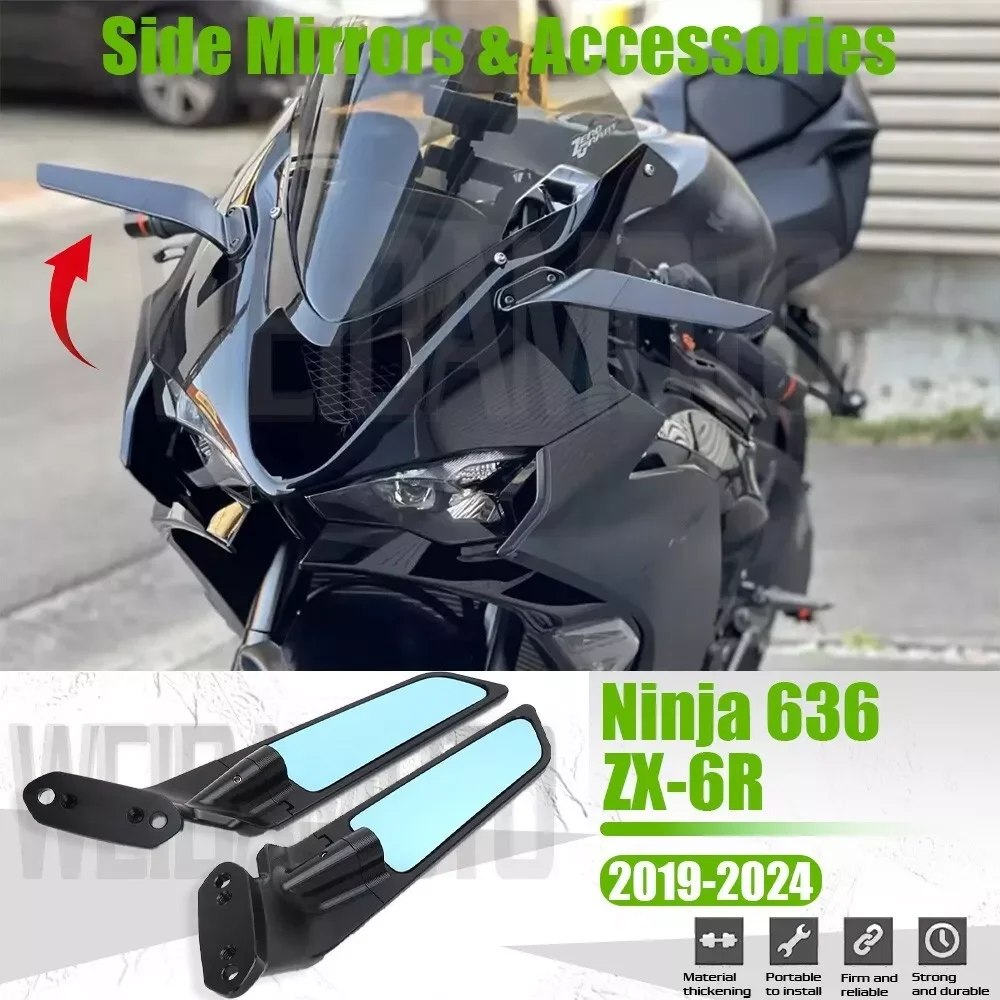 

Зеркало заднего вида для Kawasaki Ninja636, 2024 дюйма, 636 дюйма, ниндзя 636, ZX6R, мотоциклетное боковое зеркало заднего вида 2019-