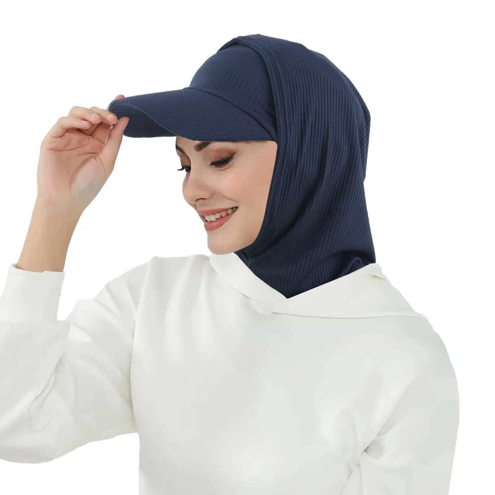 جديد مسلم المرأة جيرسي الحجاب مع قاعدة قبعة كروية الصيف قبعة رياضية جاهزة لارتداء لحظة جيرسي الرياضة الحجاب بونيه عمامة موهير