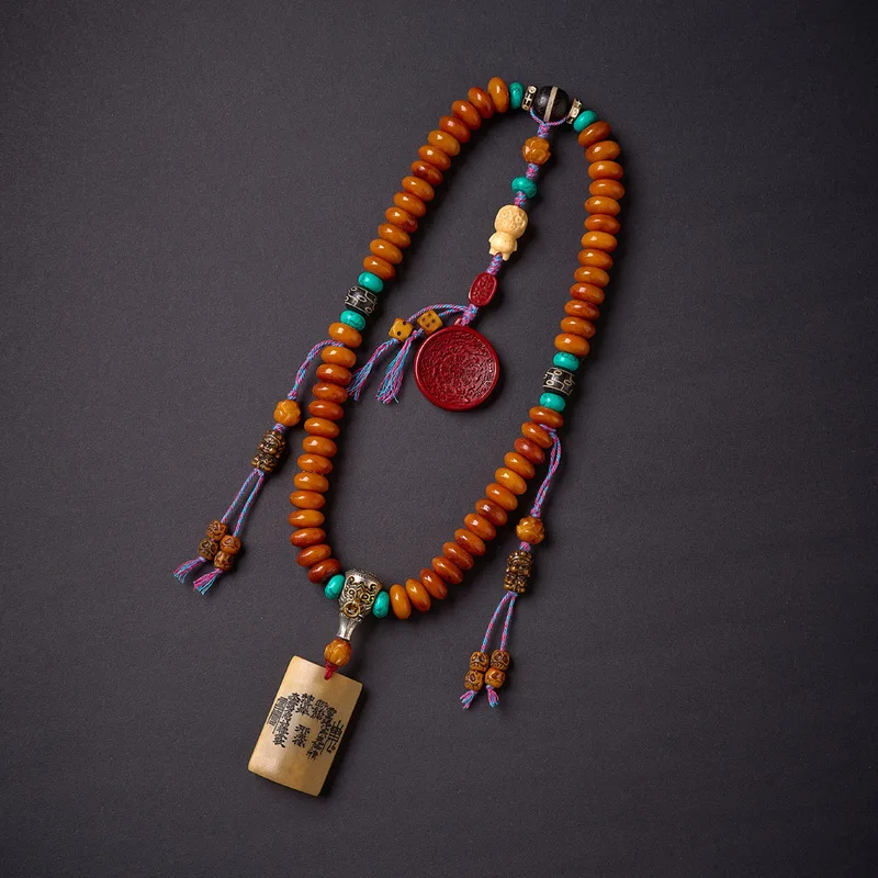 Tibetan Natural Yak Bone Prayer Beads , Men'S Mountain Spirit Pendant Bracelet