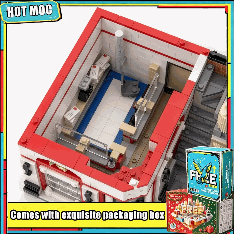 2211Parts Post Office Construction Site Modular MOC Building Blocks Set Urban Street View Model DIY Assembly Display Toy Gifts