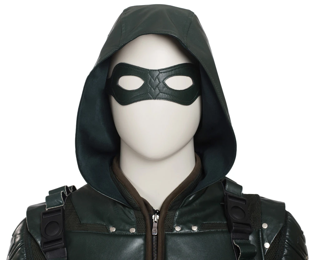 The Arrow Season 5 Green Arrow Cosplay Costume Oliver Queen Outfit Mens Leather Battle Suit with Quiver Halloween Costumes