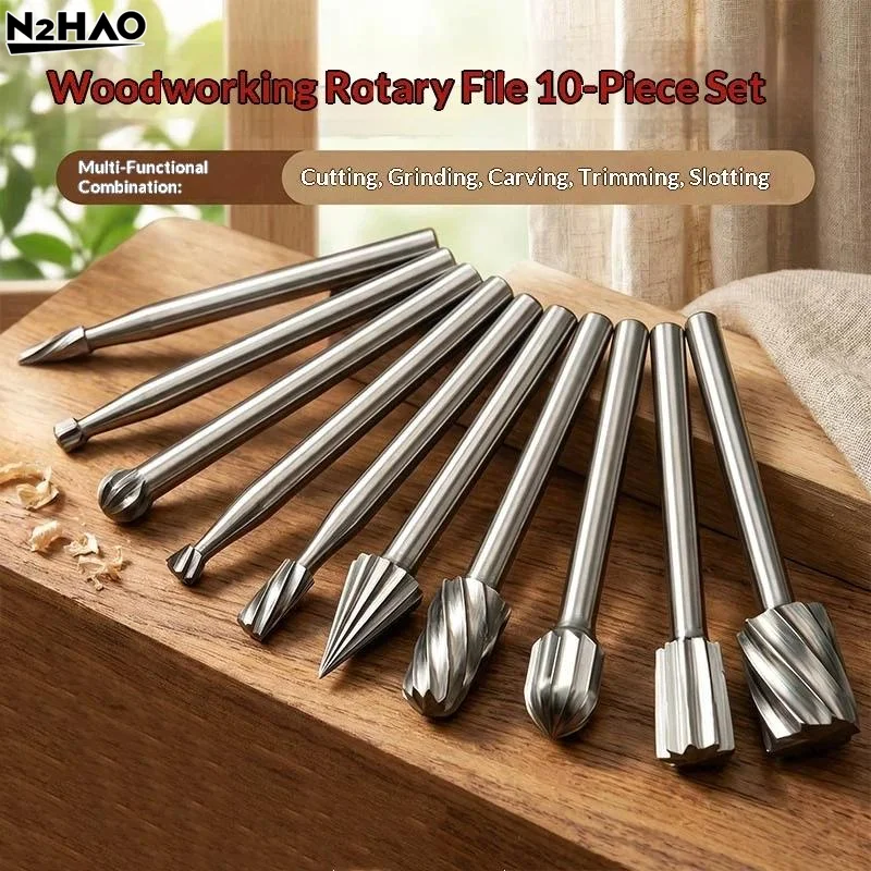 10pcs Wood Drill Bit Nozzles for  Attachments HSS Stainless Steel Wood Carving Tools Set Woodworking