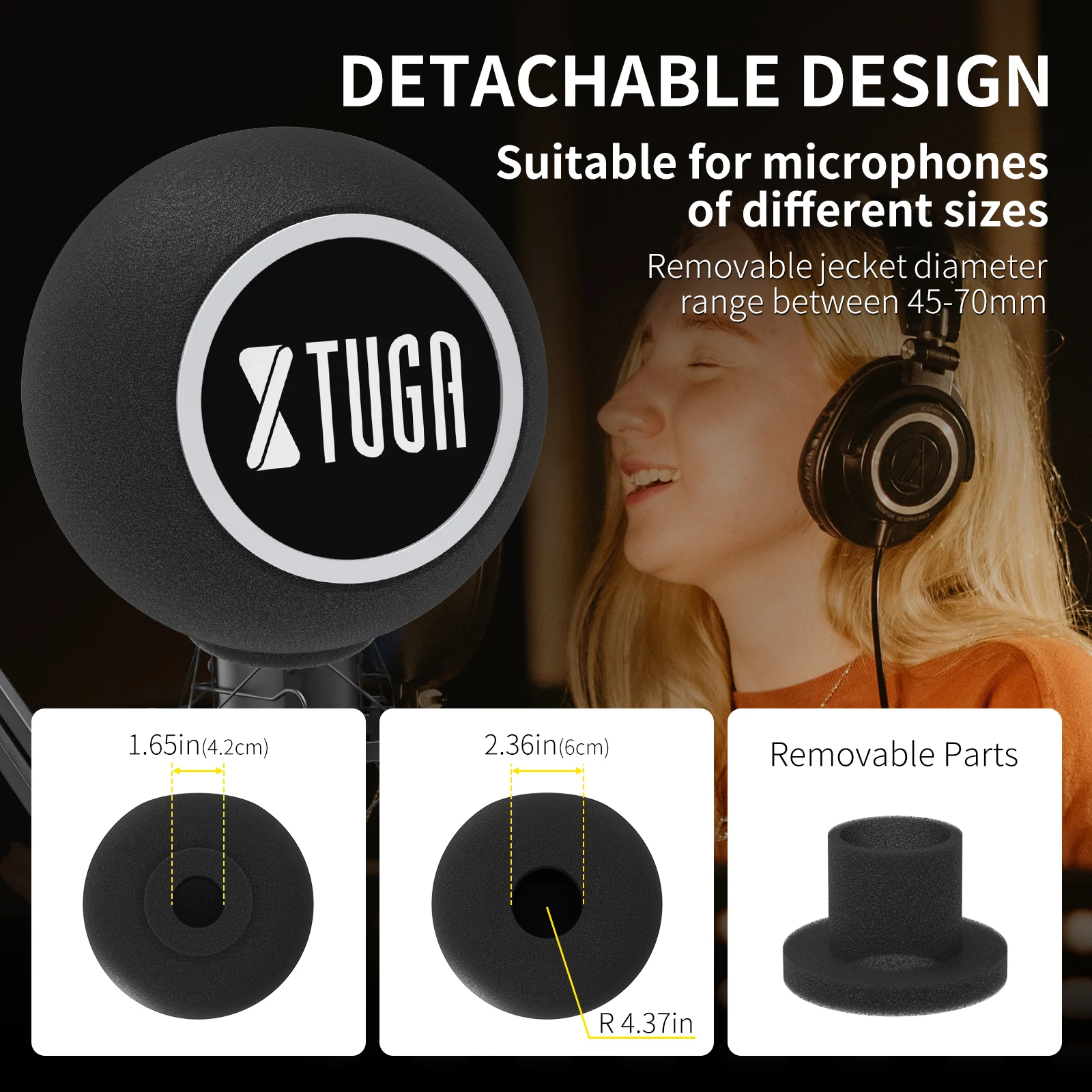 Dieci articoli TLF Xtuga CV-101 Studios Pop Filter Foam Metallo Microfono acustico Parabrezza per cancellazione del rumore per la registrazione e Si