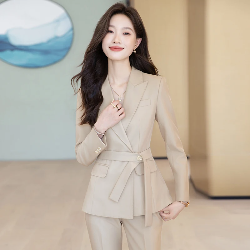 NAVIU Pantaloni blu navy per donna Nuovo autunno alla moda di fascia alta professionale giacca e pantaloni slim da ufficio abbigliamento da lavoro da donna