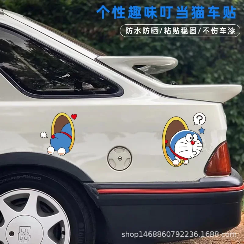 Cartoon Anime Cute Creative Nobita Riding Doraemon Car Doors and Windows Decorative Stickers Covering Scratches Waterproof