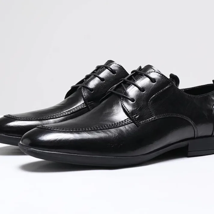 Men's lightweight, soft, comfortable, simple, neat and stylish top layer cowhide derby shoes casual leather shoes formal wear