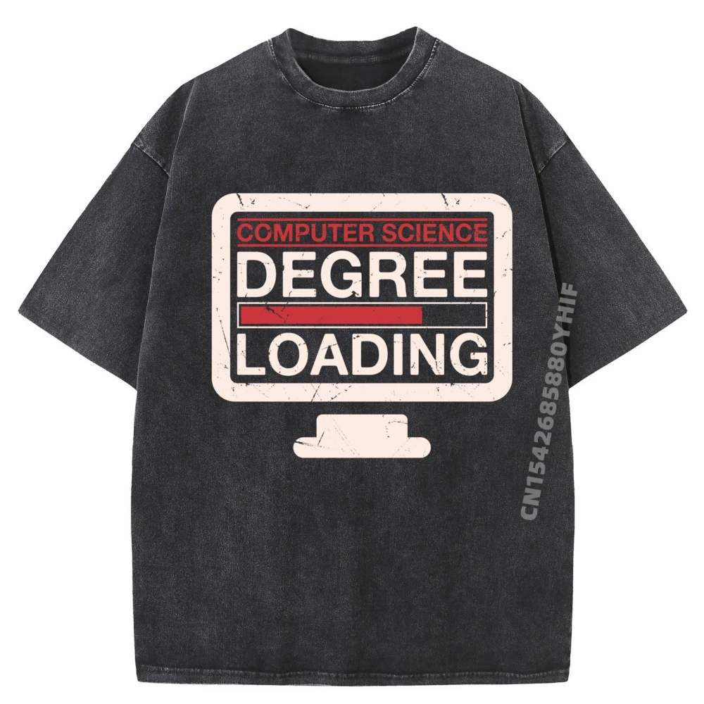

Computer Science Degree Loading Computer Scientist Engineer Graphic T Shirts Men's Clothing Washed Printed Tshirt Men