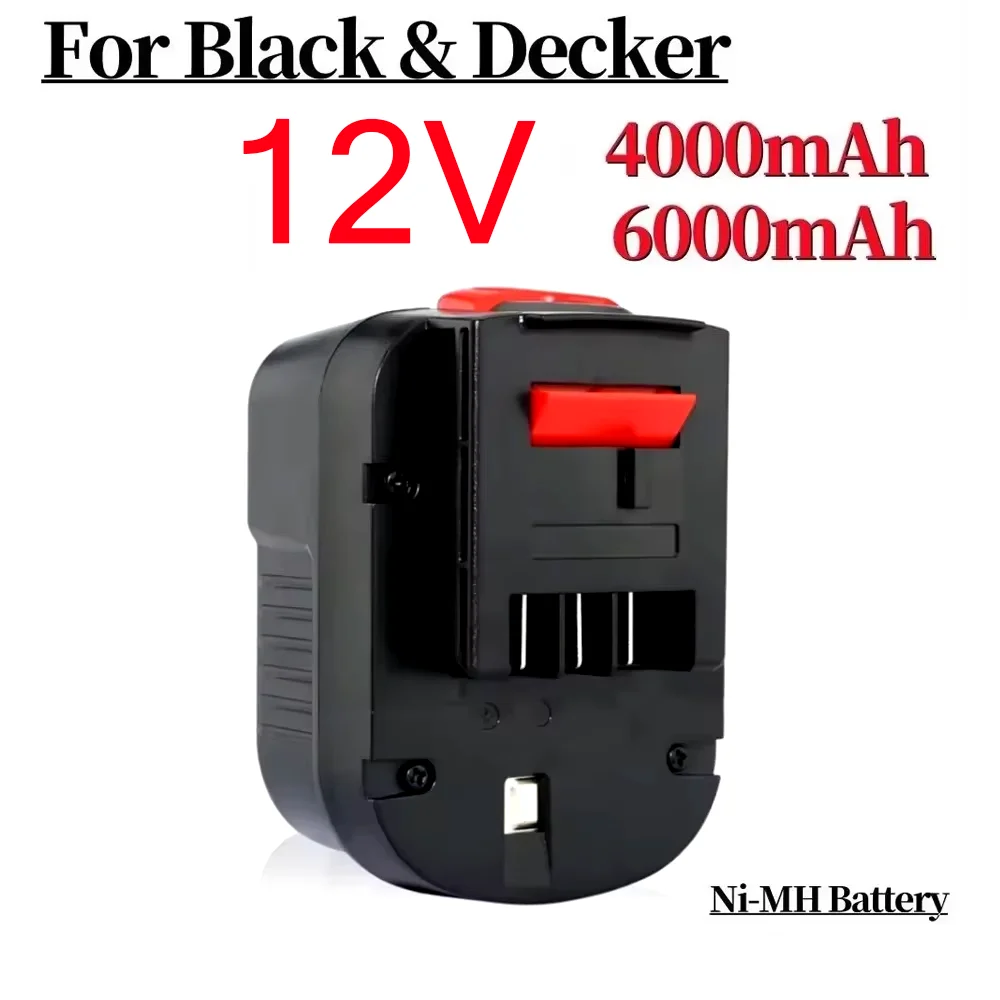 12V 4000mAh Ni-MH Batteria Per Black Decker A1712 A12 A12-XJ A12EX
