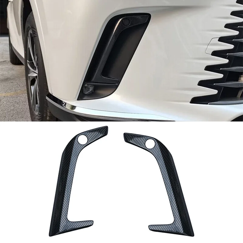 1 Pair Black Carbon Fiber Style Front Bumper Fog Light Trim Cover Plastic Fit for Lexus RX 350 350h 500h 2023 2024