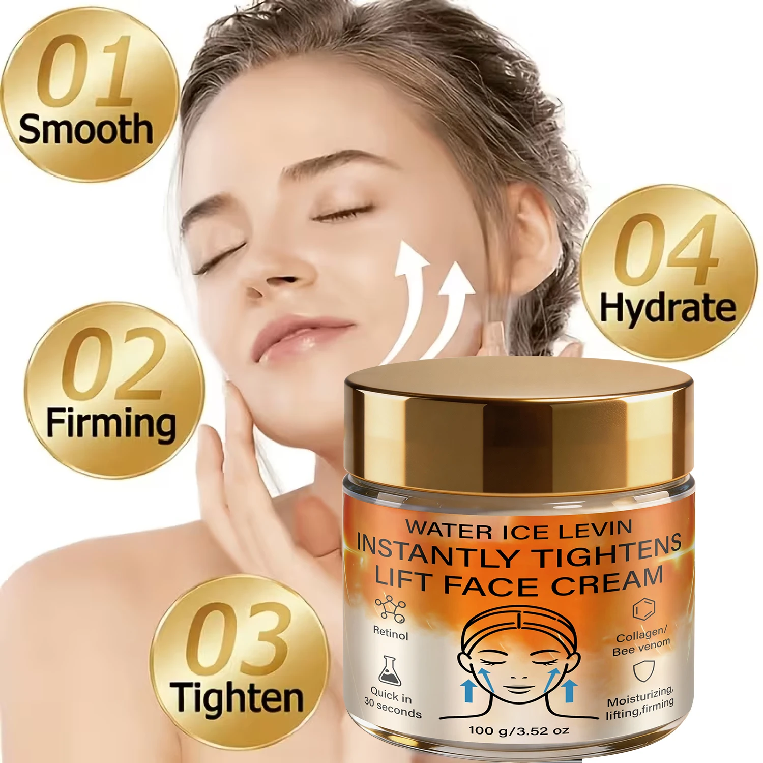Retinol & Collagen Firming Face Cream with Hyaluronic Acid & Niacinamide, Lifting Moisturizing Cream 100g