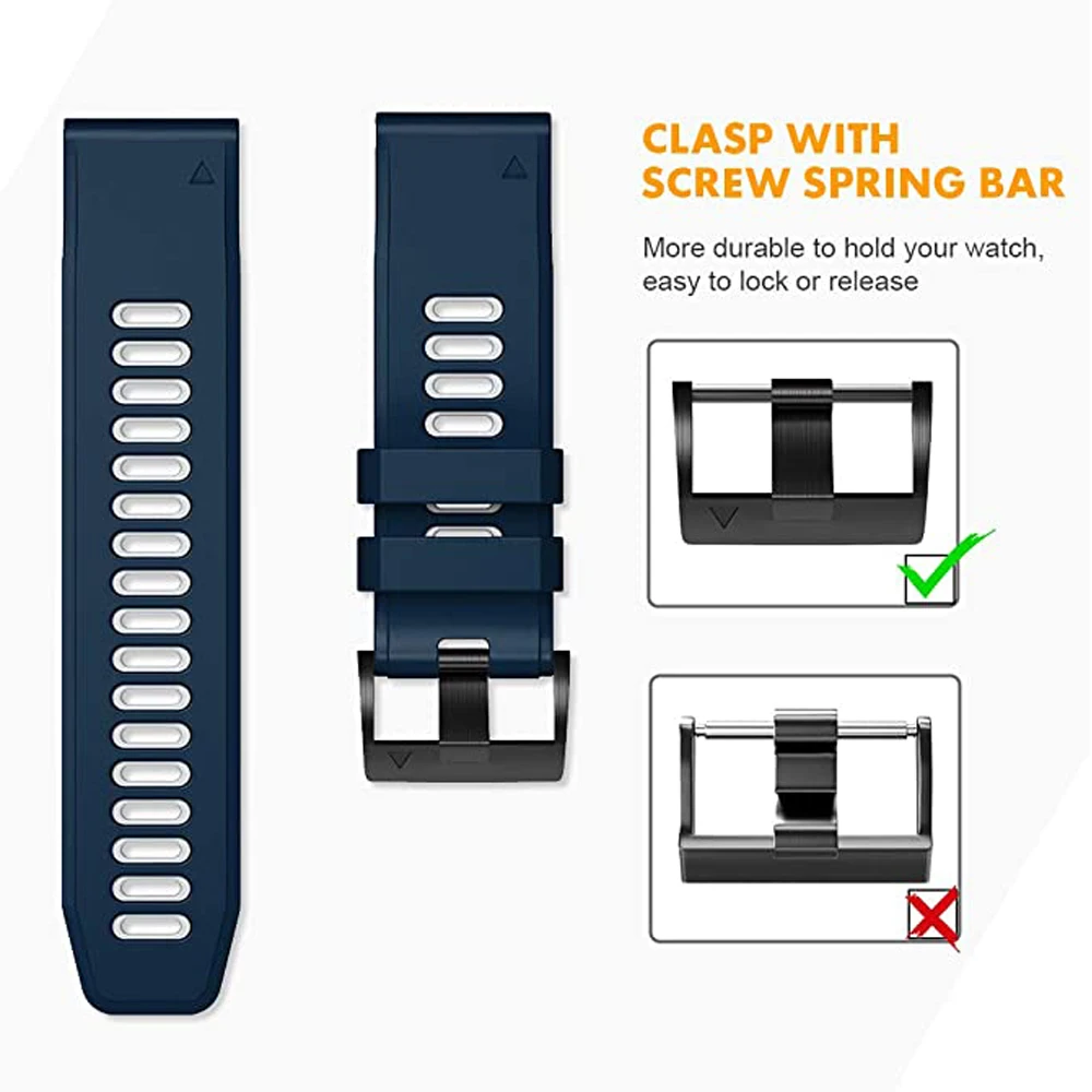 Силиконовый ремешок Easyfit 26 мм 22 мм для Garmin Fenix 7X 6X Pro 5X Plus 7 6 5 Instinct 2 S62 Forerunner 965 955 Браслет Ремешок для часов