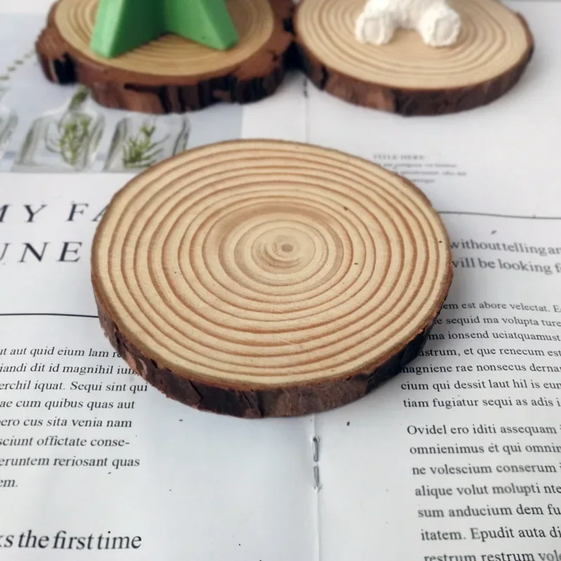1cm thickness candle spread incense stone wood chip wooden stump tray decorative wood round wooden base candle holder