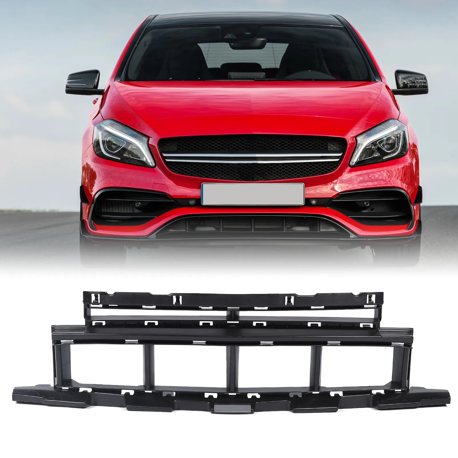 

Car Front Bumper Lower Grille 1768852600 Shockproof for Mercedes-Benz CLA-Class C117 2017-2019 A-Class W176 Amg-Line 2016-2018