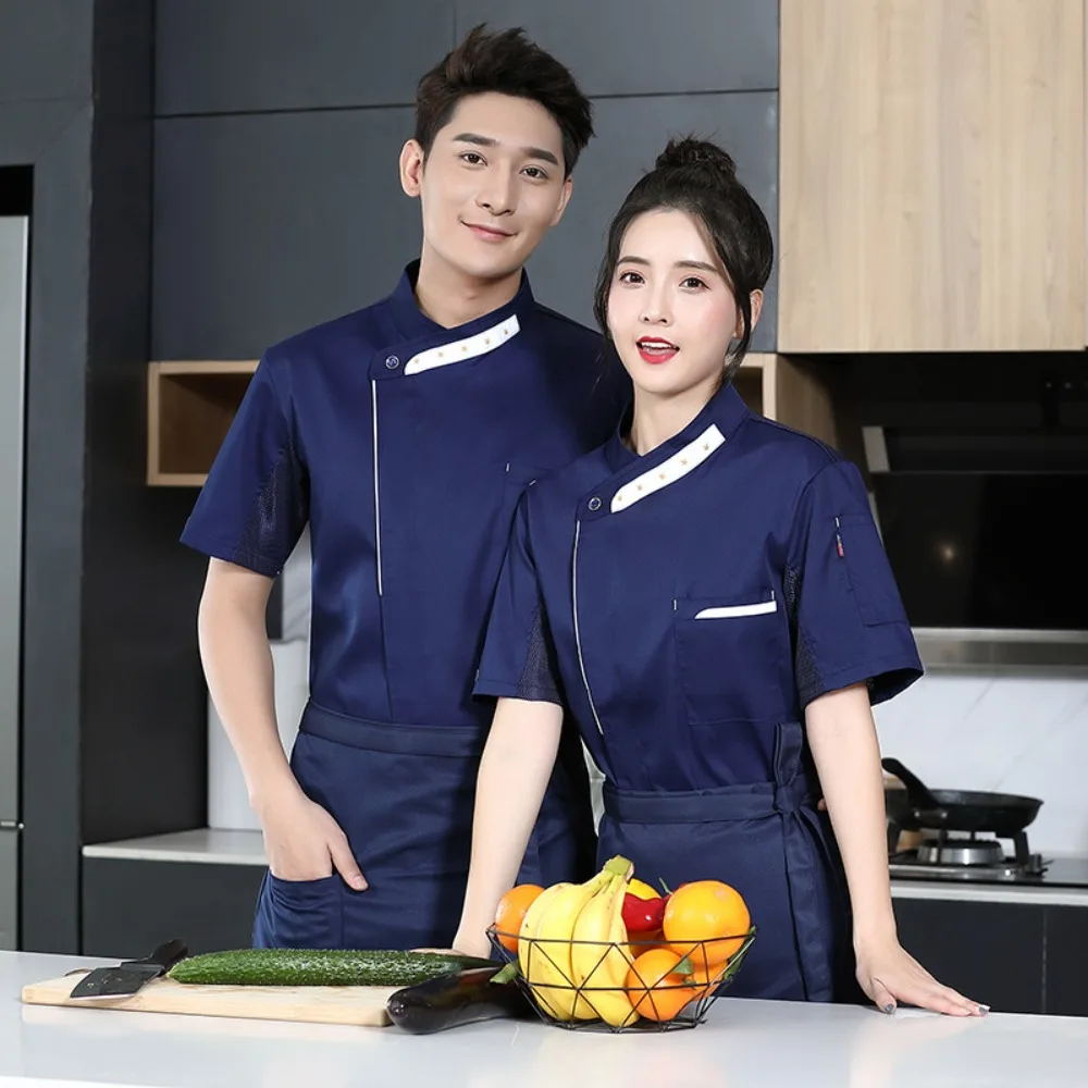 Chef Work Uniform for Restaurant & Hotel - Breathable Mesh Short-Sleeve Summer Style, Fashionable Kitchen Tops for Men & Women