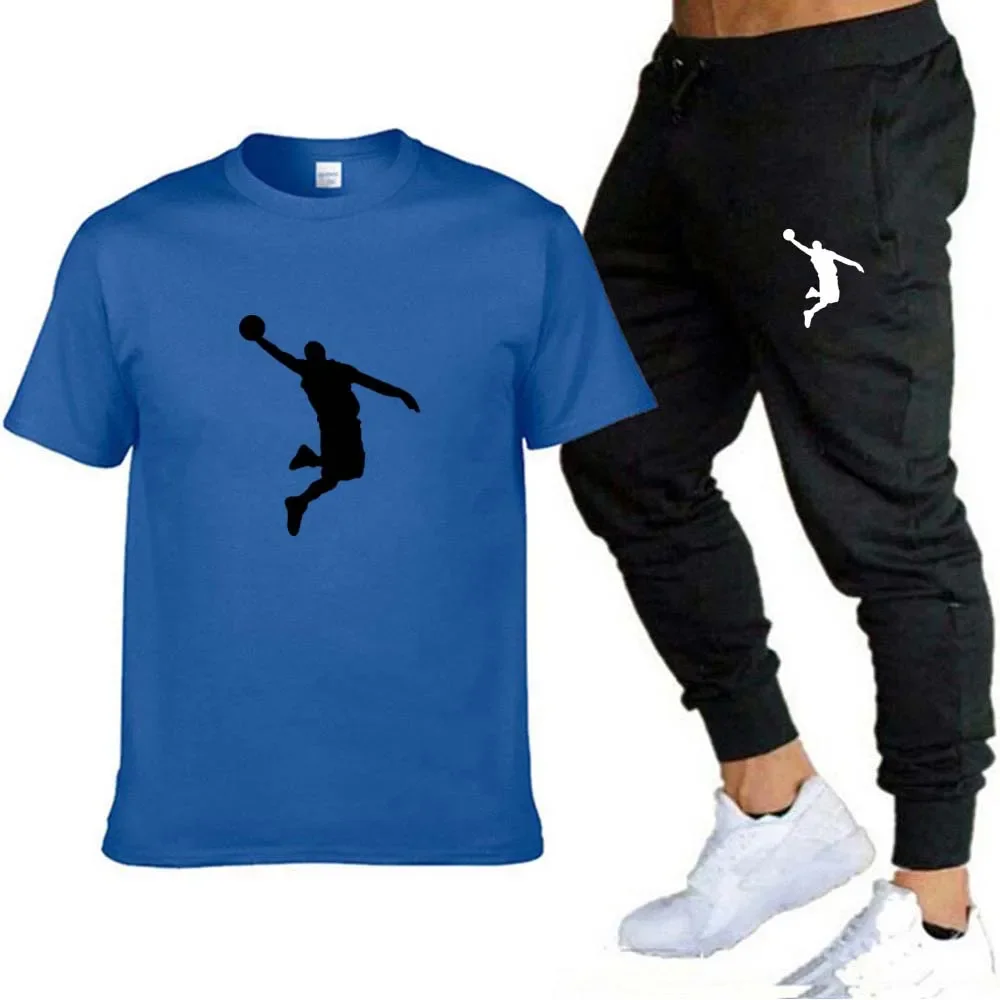 Men Short Sleeve T Shirt+Trousers Set Full Men\'s Tracksuit for Men Clothes Designer Clothes Pants Men\'s Summer Suit Running Sets