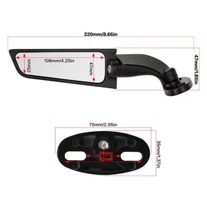 Espelho retrovisor modificado para motocicleta, acessórios rotativos ajustáveis para suzuki gsxr honda kawasaki yamaha ducati 12 principais vendas yamaha xt espelhos - №8