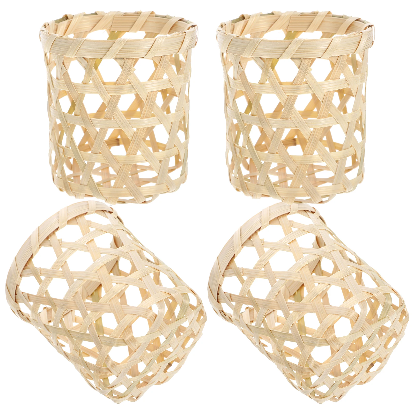 

4 Pcs Cup Woven Holders Bamboo Protective Covers Heat Resistant Lightweight Portable Home Storage