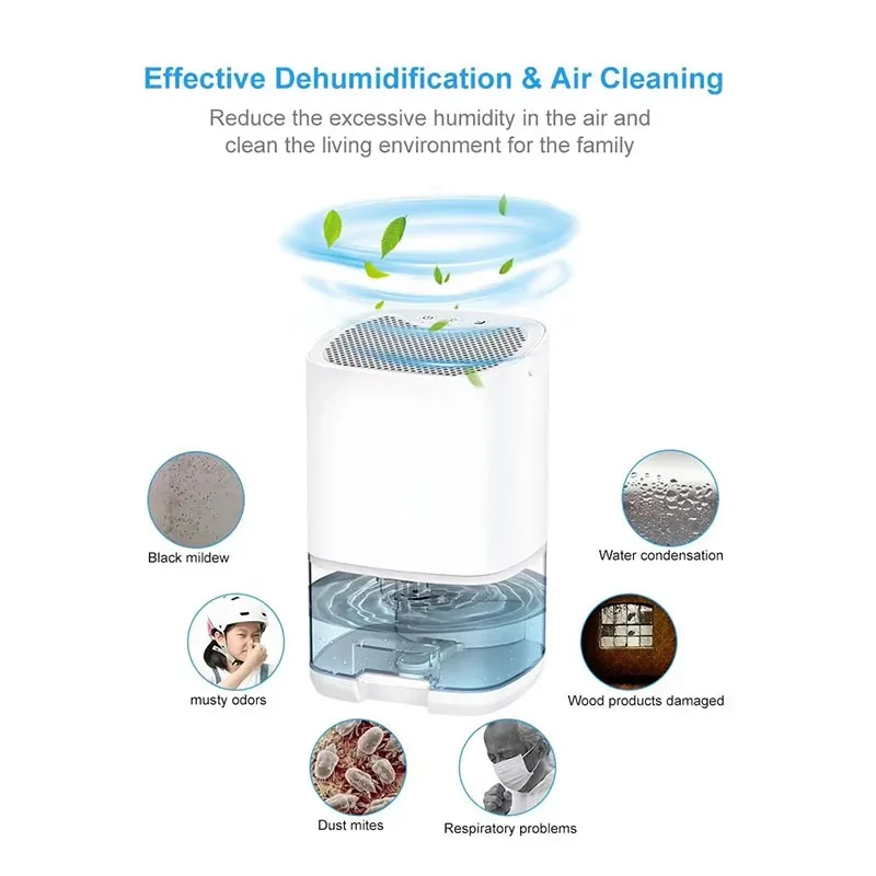 Eu/American plug portable silent air dehumidifier moisture absorption air dryer home bedroom office kitchen deodorizing dryer image 2