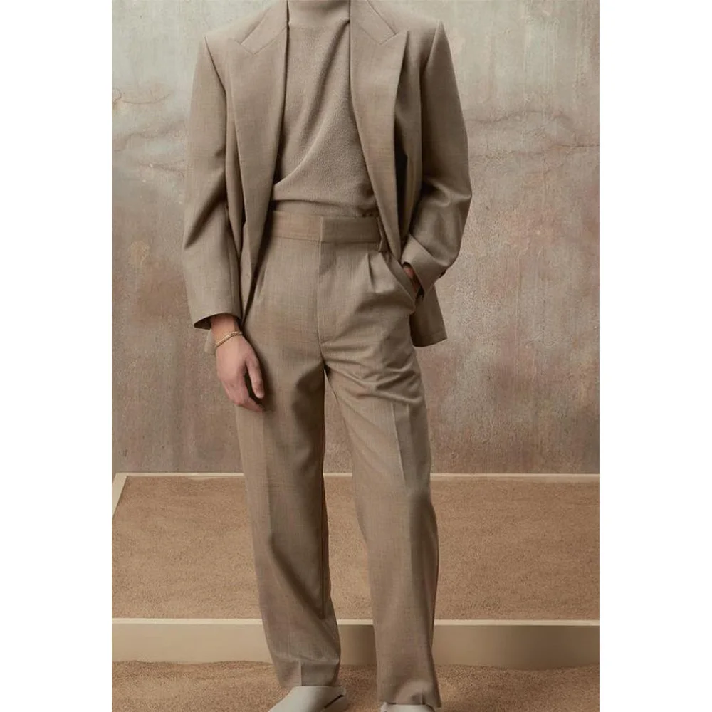 

Mens Two Piece Suit Double Breasted Notch Lapel Breathable Comfort Solid Color Business Casual Wedding Party Office Men Suits Se