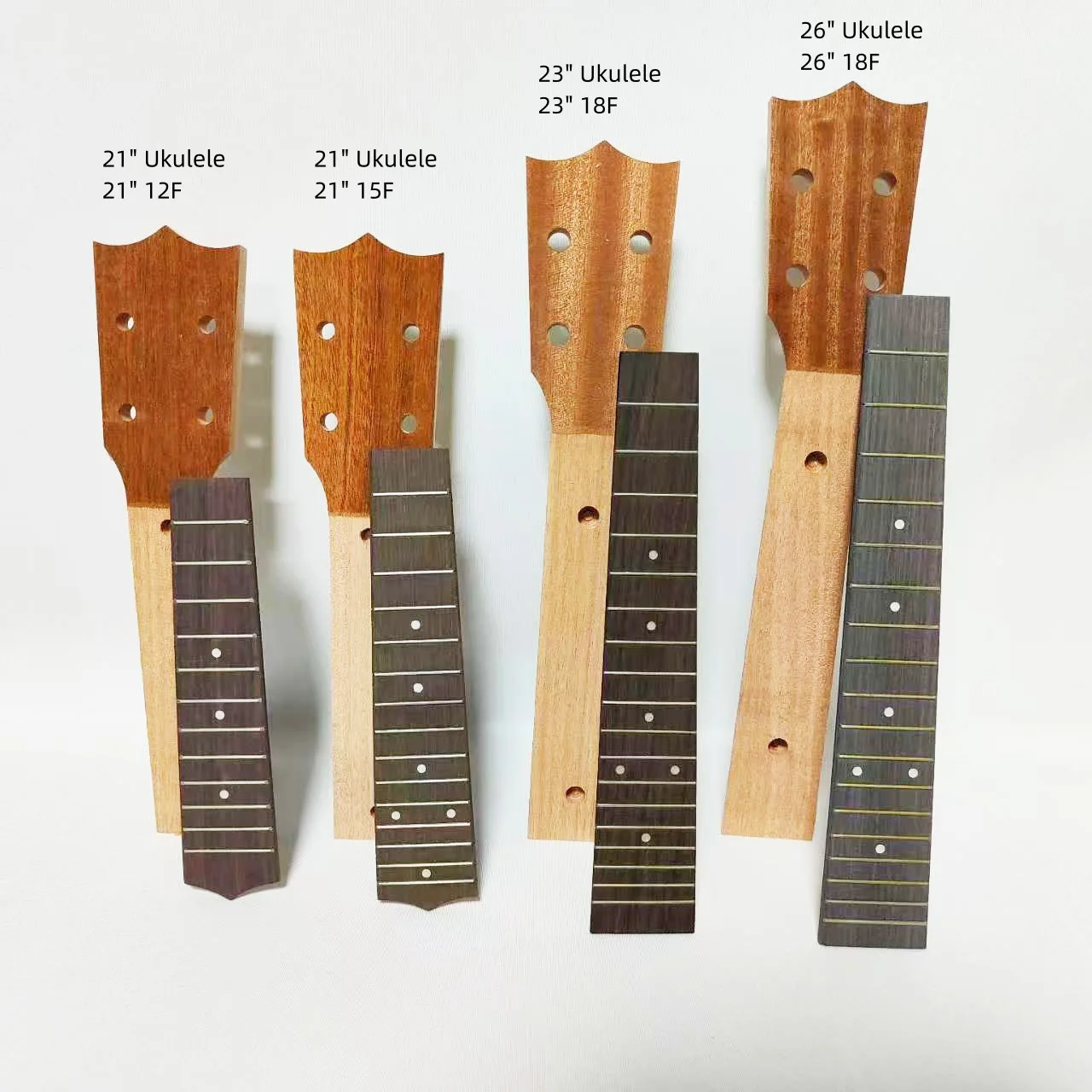 DIY Ukulele Neck Kit 21" 23" 26" Okoume Neck Rosewood Fingerboard 12-18 Frets Unfinished Uke Neck Tuning Peg Holes - view 2
