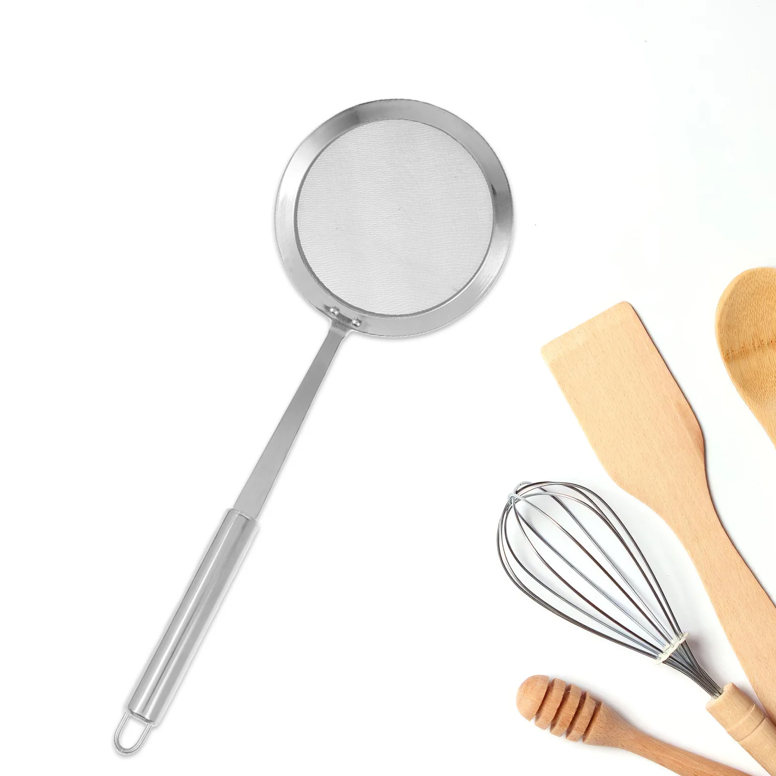 

2pcs Stainless Steel Fat Skimmer Spoon 80 Mesh Fine Mesh Strainer For Grease Gravy Foam Japanese Hot Pot Long Handle Silver Soup