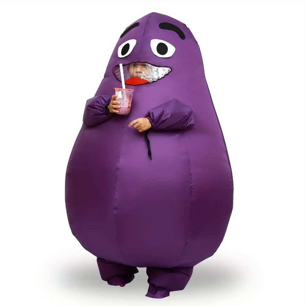 Inflatable Halloween Party Eggplant Cartoon Mascot Costume Prop Funny Suit for Parties And Events  For Adults(4'11"-6'3")