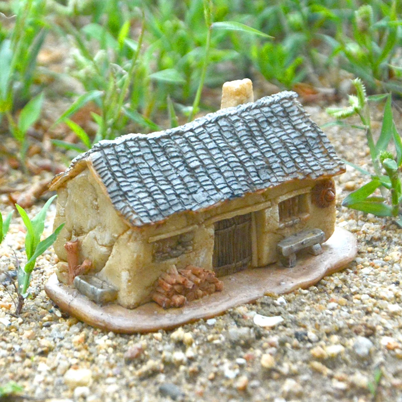 Small House Cottages Doll House Vintage Decoration Moss Terrarium Fairy Garden Ornament Landscape Decor