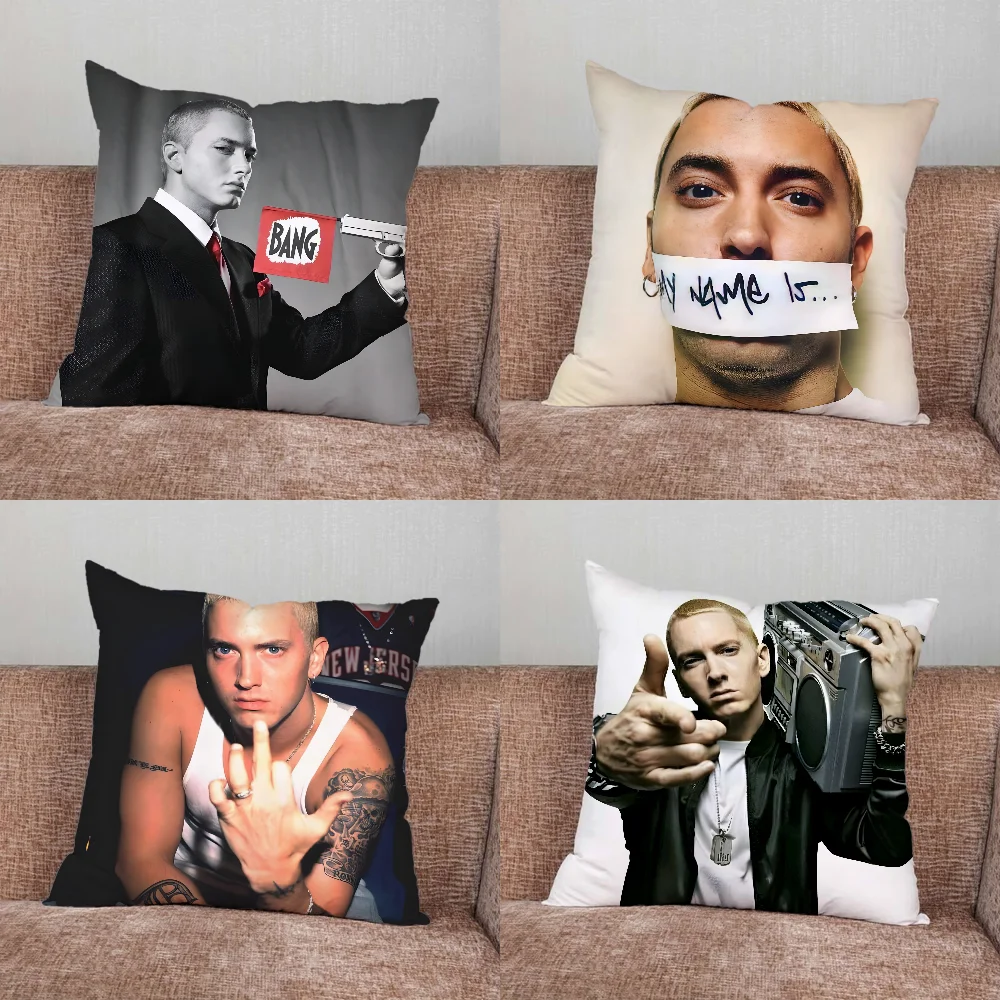 E-Eminem Rapper Pillow Case For Home Bedroom Car Office Decoration Living Room Sofa Cushion Cover Suitable