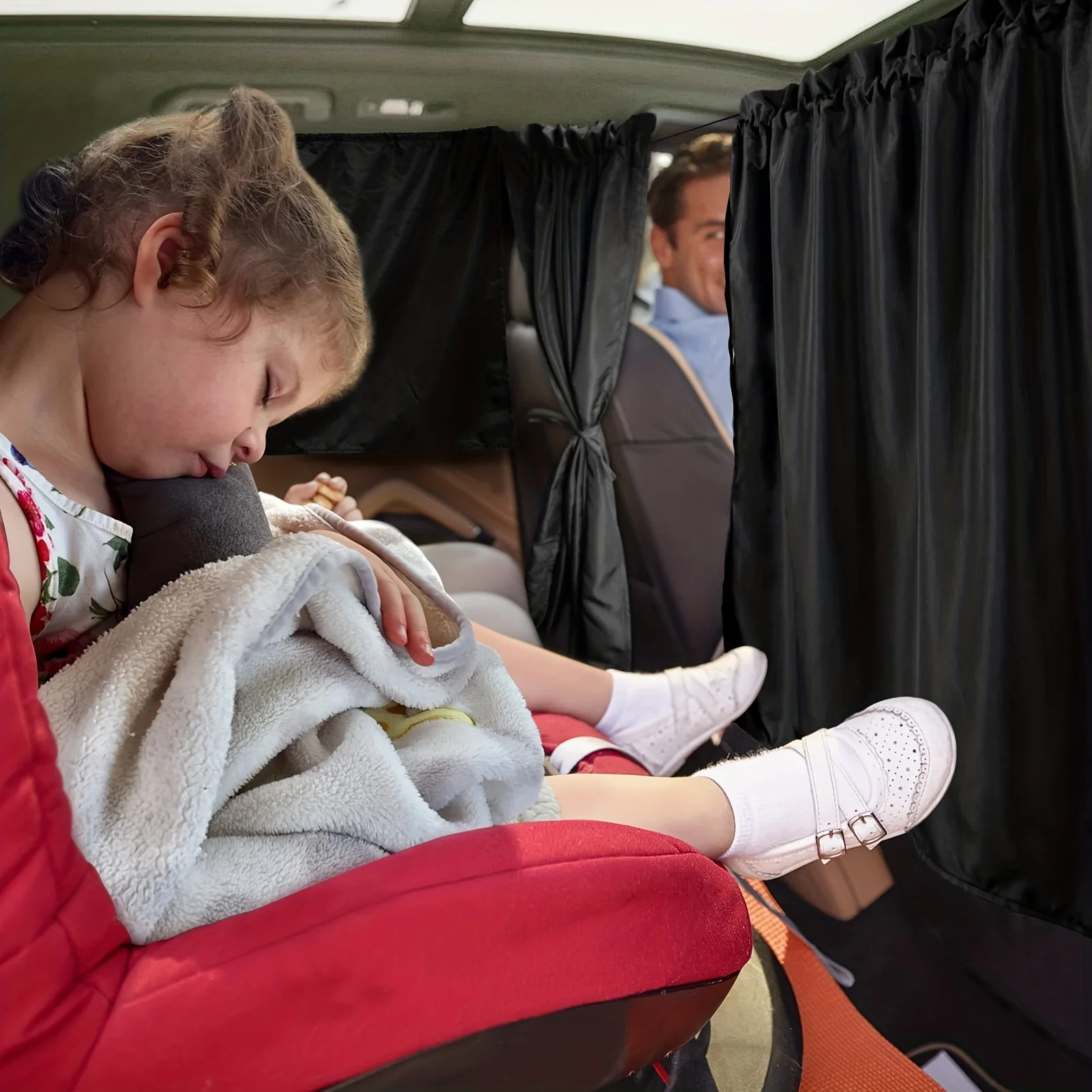 

2Pcs Car Sunshade Curtain Car Rear Windows Curtain Sunshade Privacy Double Opening Fabric Car Window Curtains Blackout Fabrics