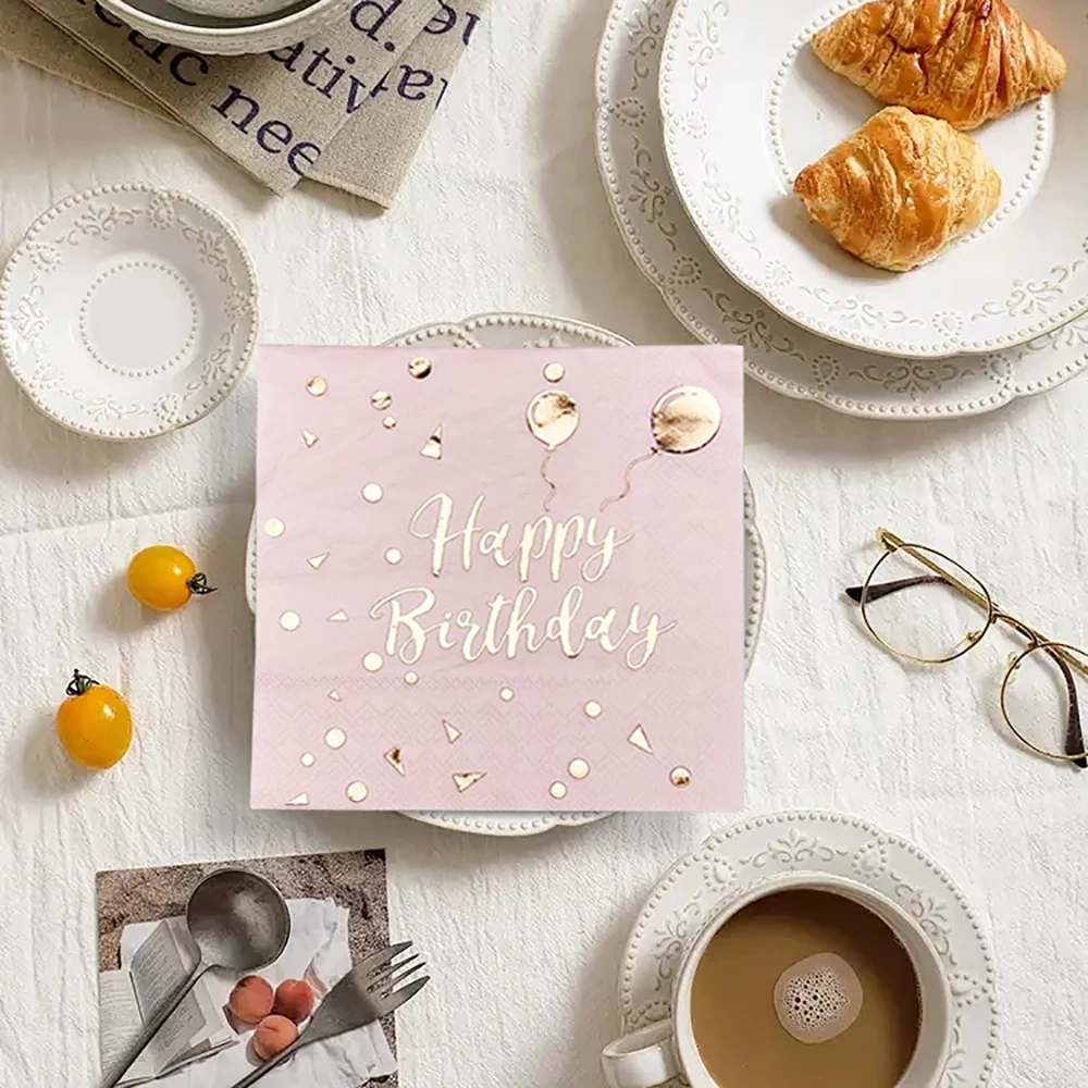 20pcs/lot Pink Napkin Soft Fragrance Free Birthday Party Table Napkins Paper Cafe Mouth Cloth Hotel Dining Tray Tissues
