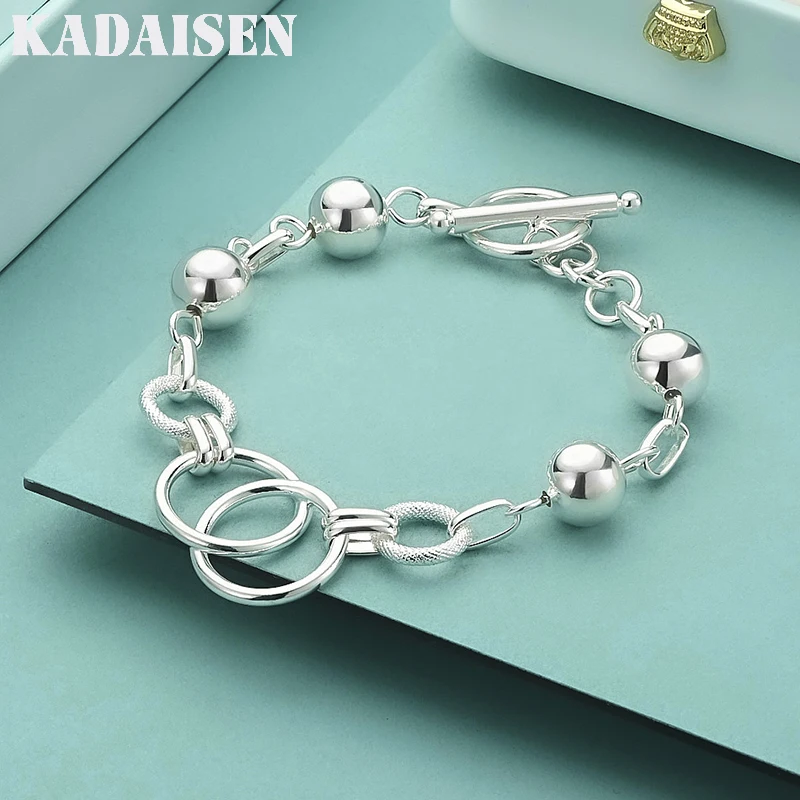 

Hot New 925 Sterling Silver Bracelets Women Wild Creative Circle Beads Chain Fashion Lady Wedding Party Christmas Gifts Jewelry