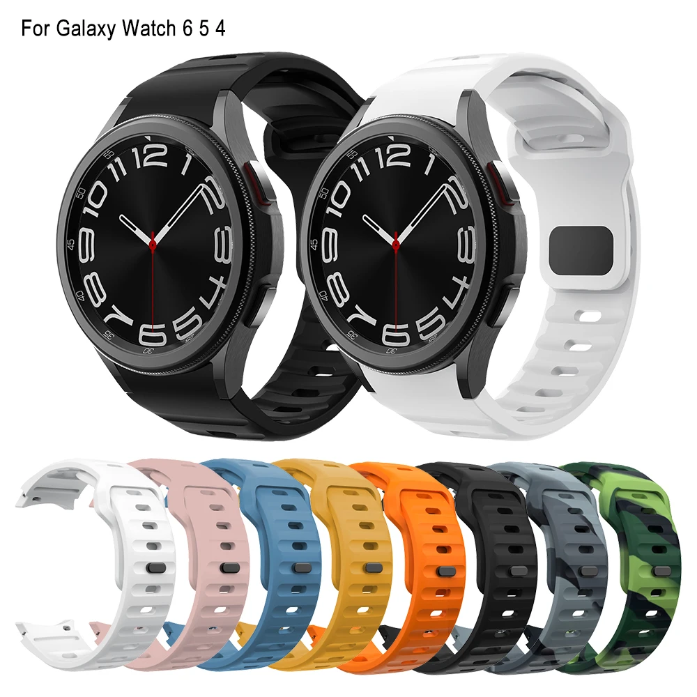 

Watchband For Samsung Galaxy Watch 6 40mm 44mm Wavy Man Band Accessories Silicone Original Strap for Samsung Galaxy Watch 5 40mm