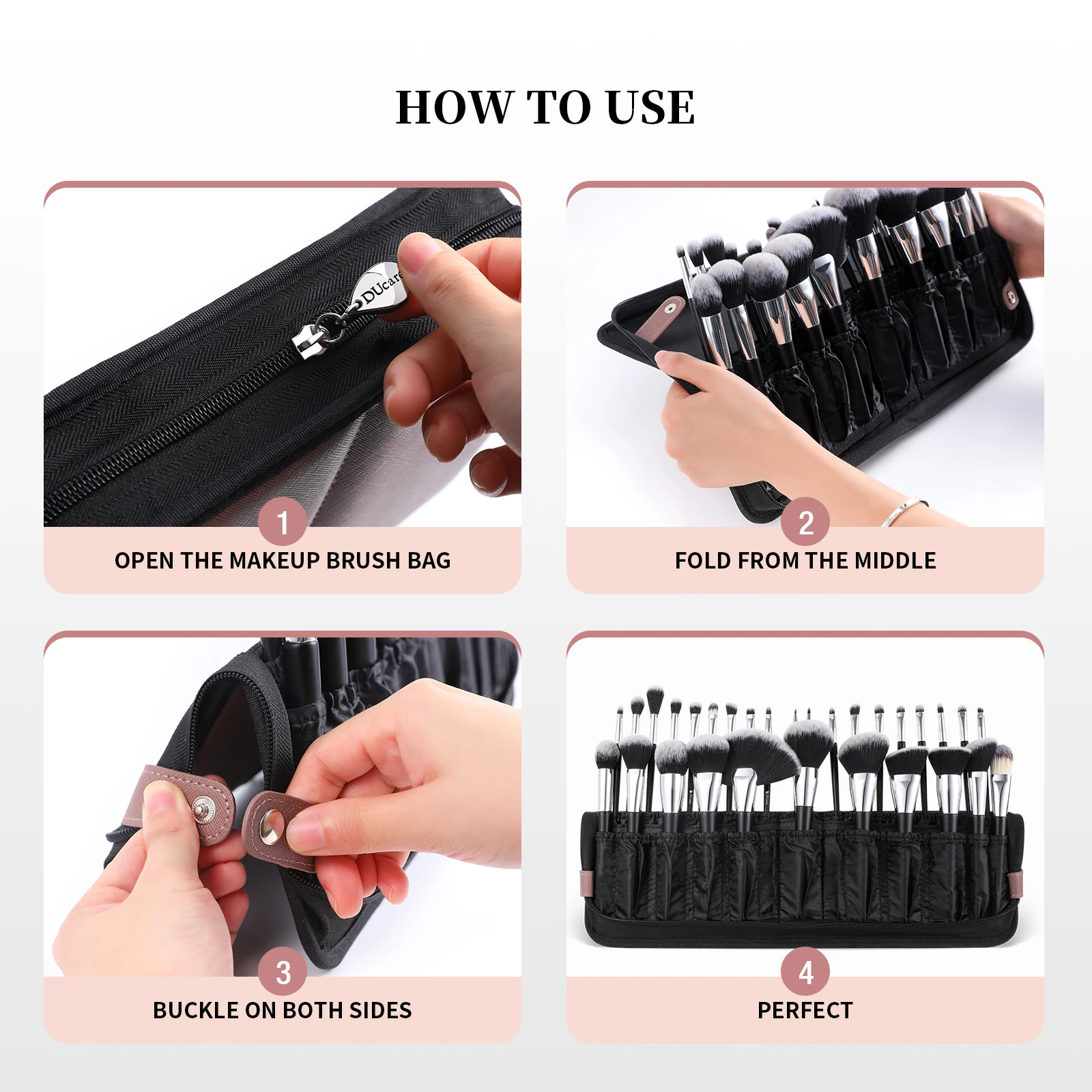 DUcare 女性用メイクアップバッグ トラベルコスメティックバッグ メイクブラシケース 30穴バッグ プロフェッショナルオーガナイザー メイクブラシアクセサリーバッグ