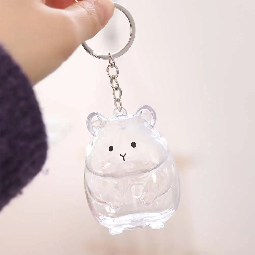 Pet Shaped Hamster Fur Storage Keychain Hair Container Organizer Pendant Hamster Hair Storage Transparent Animal