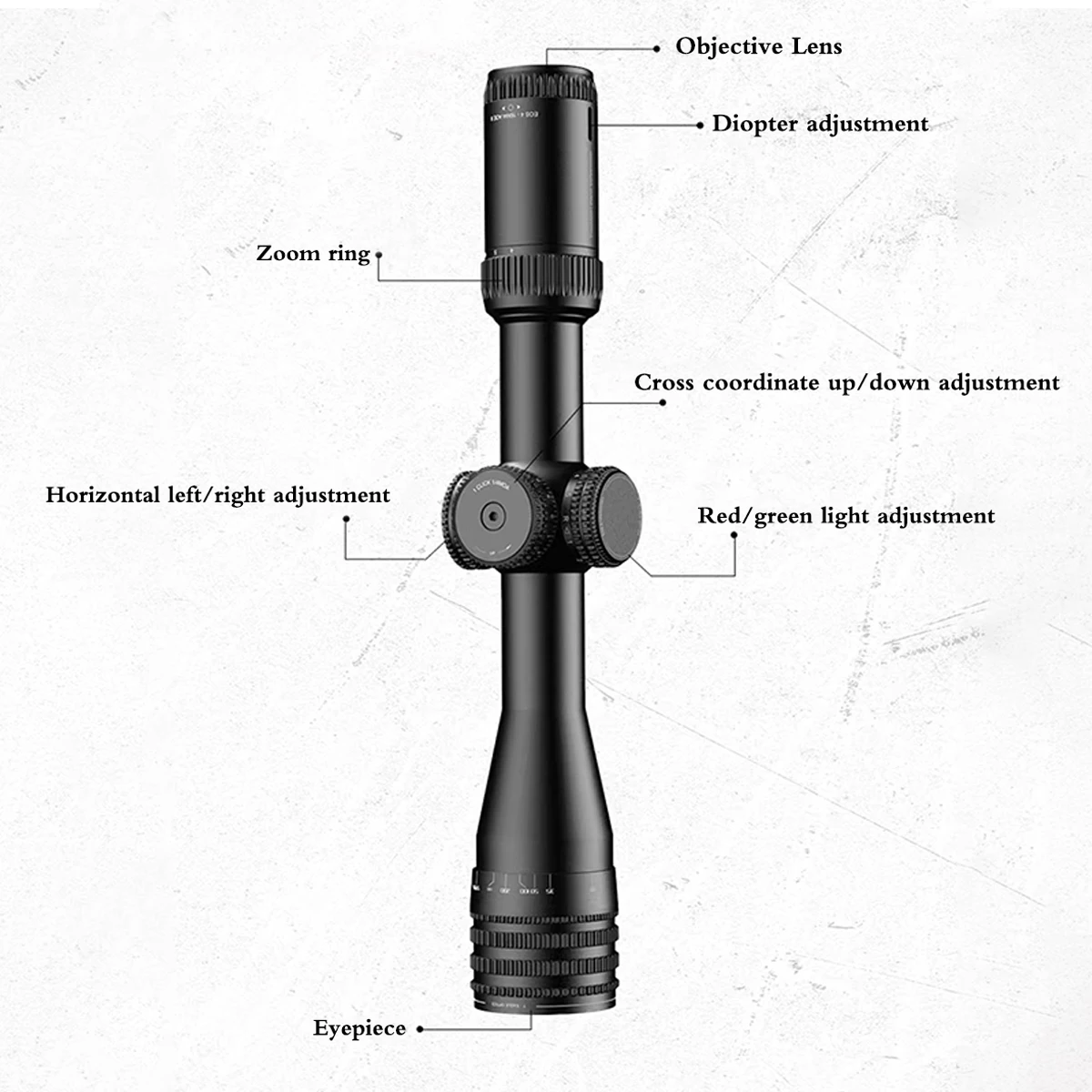 16X44AOE II Rear Front Adjustment With Light Long Sight Crosshair Telescope Outdoor Hunting Shooting Bird Watching Telescope