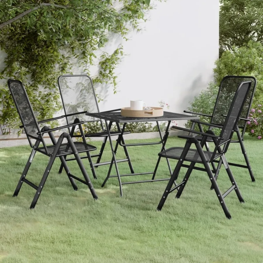 

5 Piece Patio Dining Set Expanded Metal Mesh Anthracite