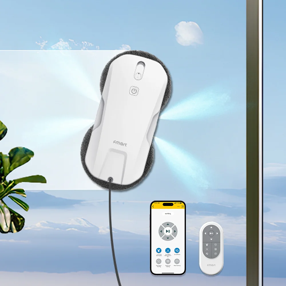 

Household Window Robot T11 With 10 Languages Voice 4-way Spray APP Smartphone Controlled 100ml Water Tank Window Cleaning Device