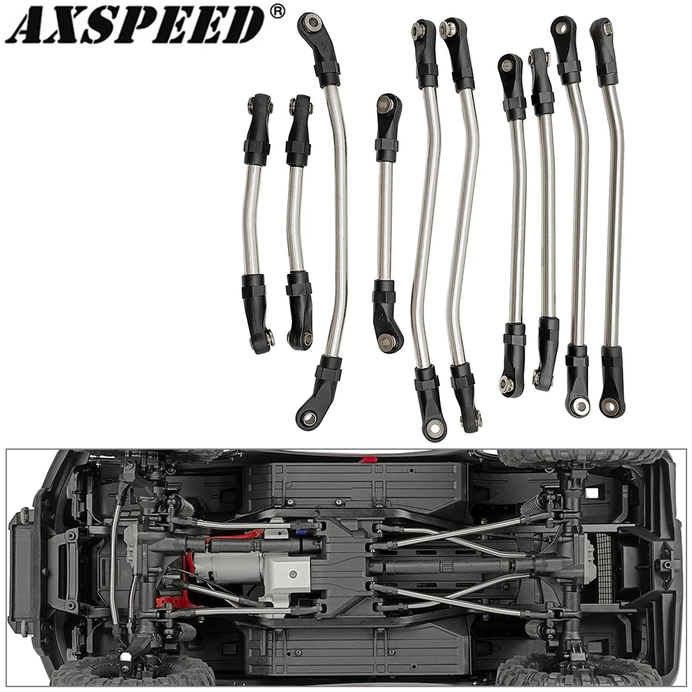 AXSPEED Stainless Steel Chassis Links Suspension Linkage with Rod Ends 313/324mm Wheelbase for 1/10 RC Crawler TRX4 Trx-4